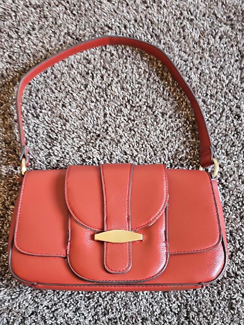 Women's Red Shoulder Bag - Classic Structured Design